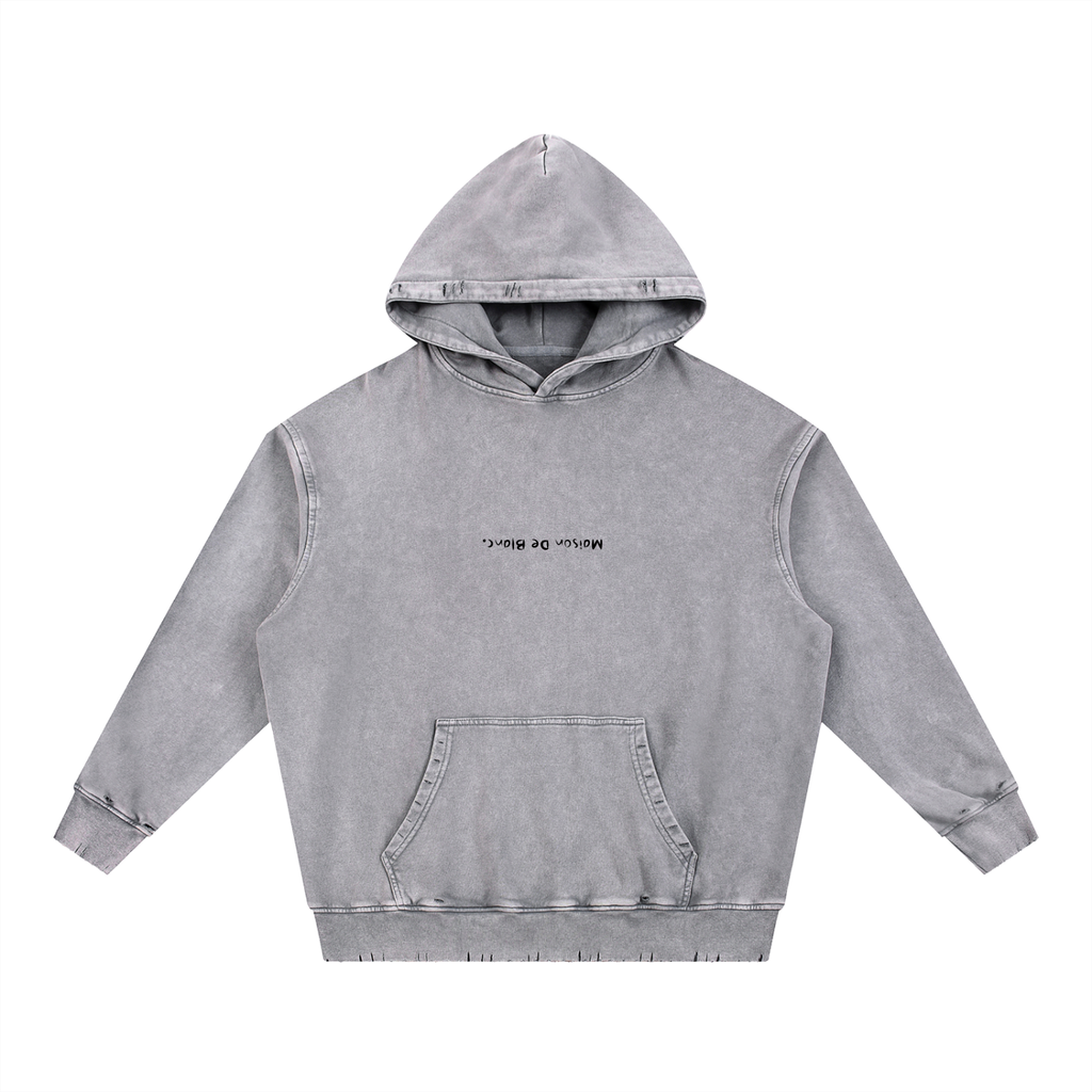 Le snow washed distressed hoodie