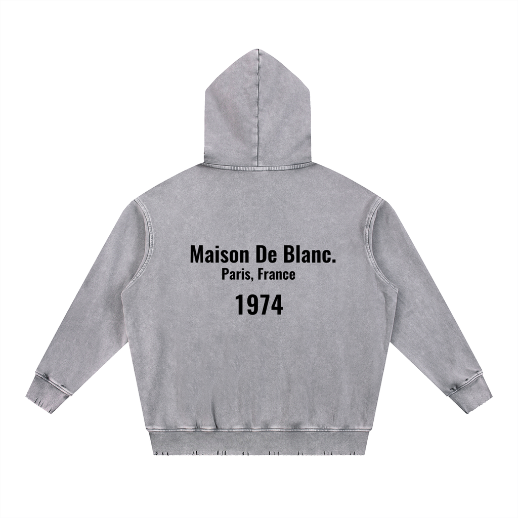 Le snow washed distressed hoodie